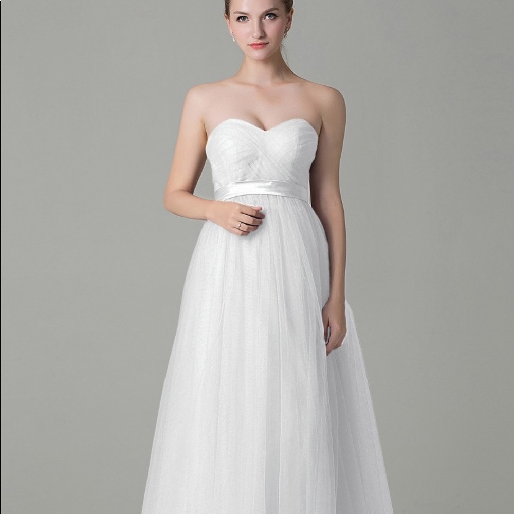 Sheath-Column Floor Lgth Tulle Bride Wedding Dress